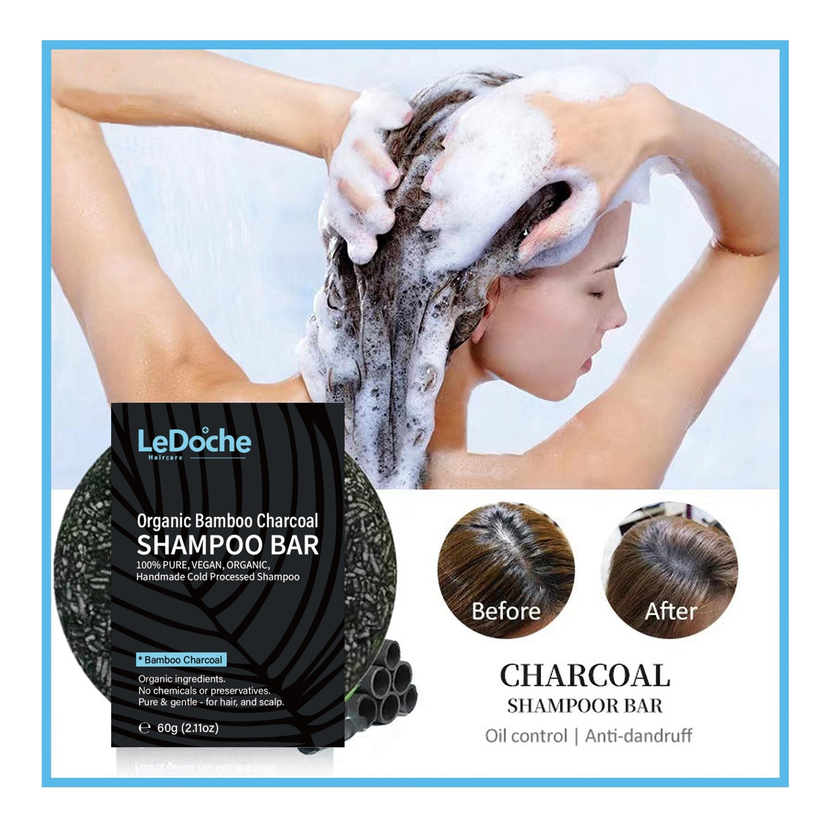 LeDoche Organic Bamboo Charcoal Shampoo Bar