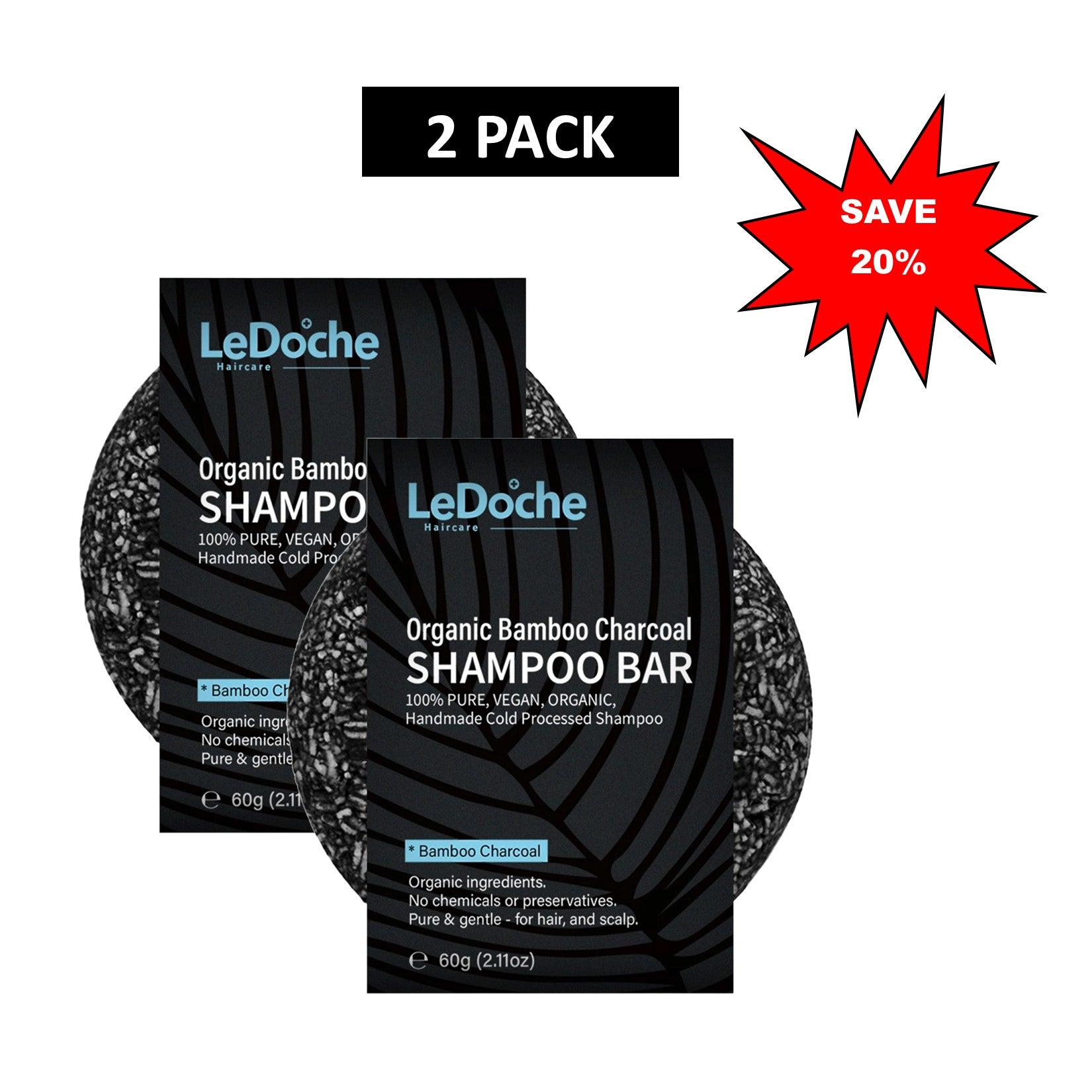 LeDoche Organic Bamboo Charcoal Shampoo Bar