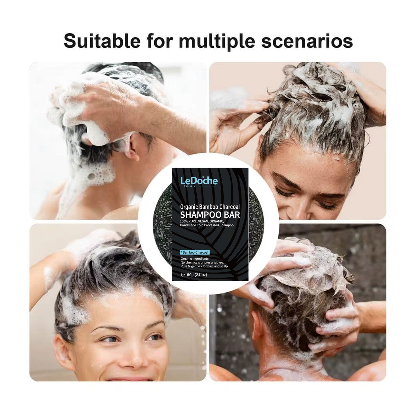 LeDoche Organic Bamboo Charcoal Shampoo Bar