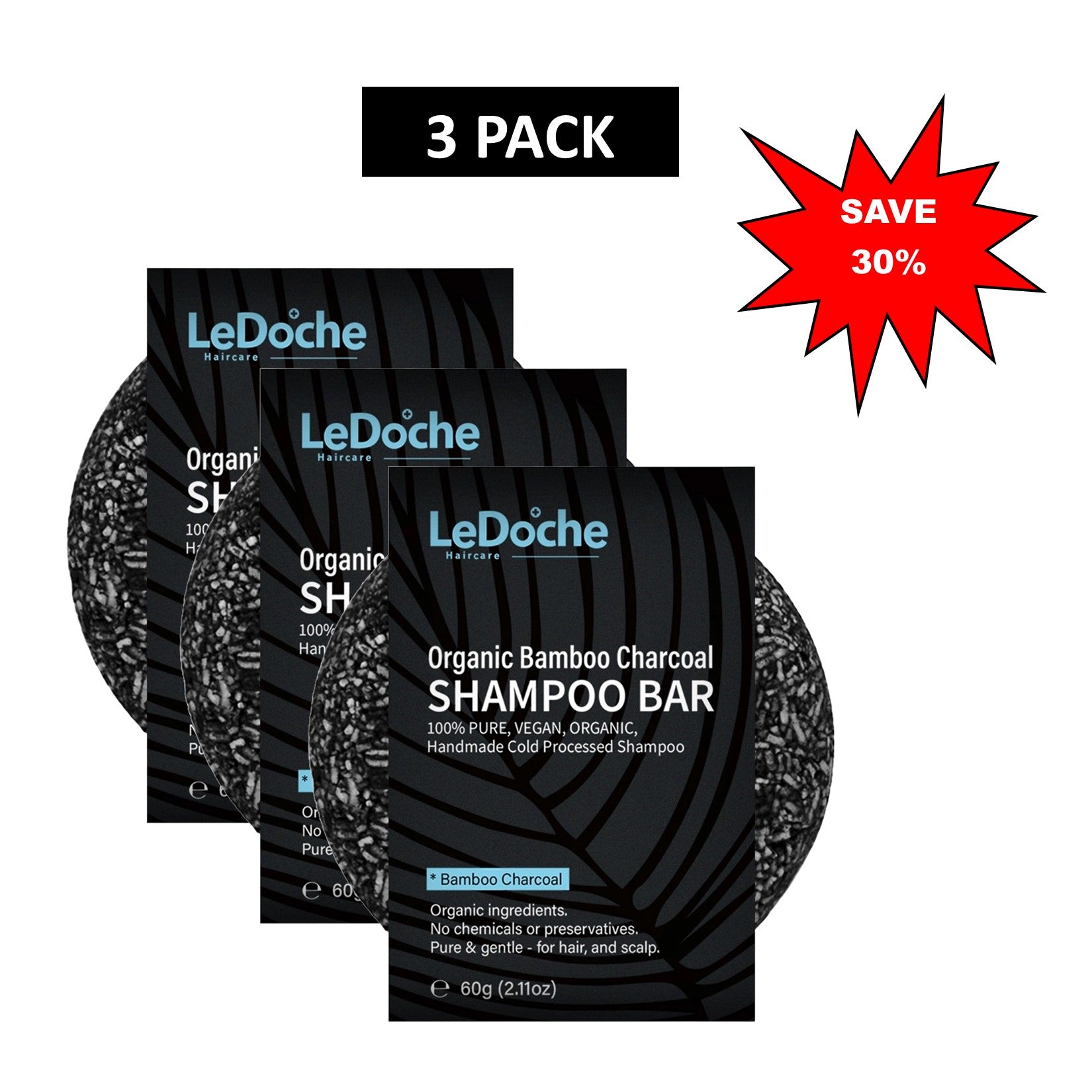 LeDoche Organic Bamboo Charcoal Shampoo Bar