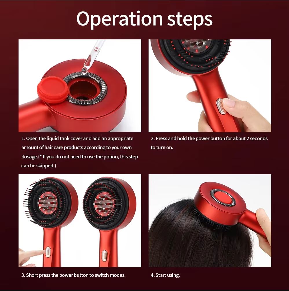 LeDoche Electric massage comb Red Light Brush for Hair Growth Scalp Essence Oil Applicator