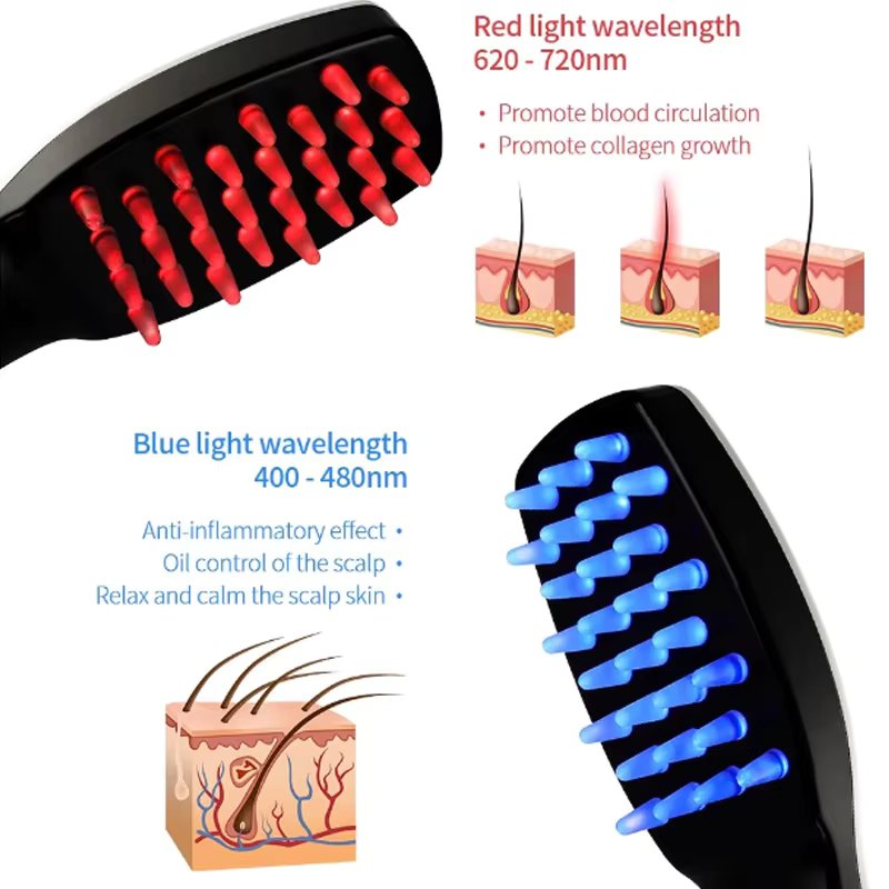 LeDoche Red/Blue Light Head Hair-Care Scalp Massager brush comb for hair growth