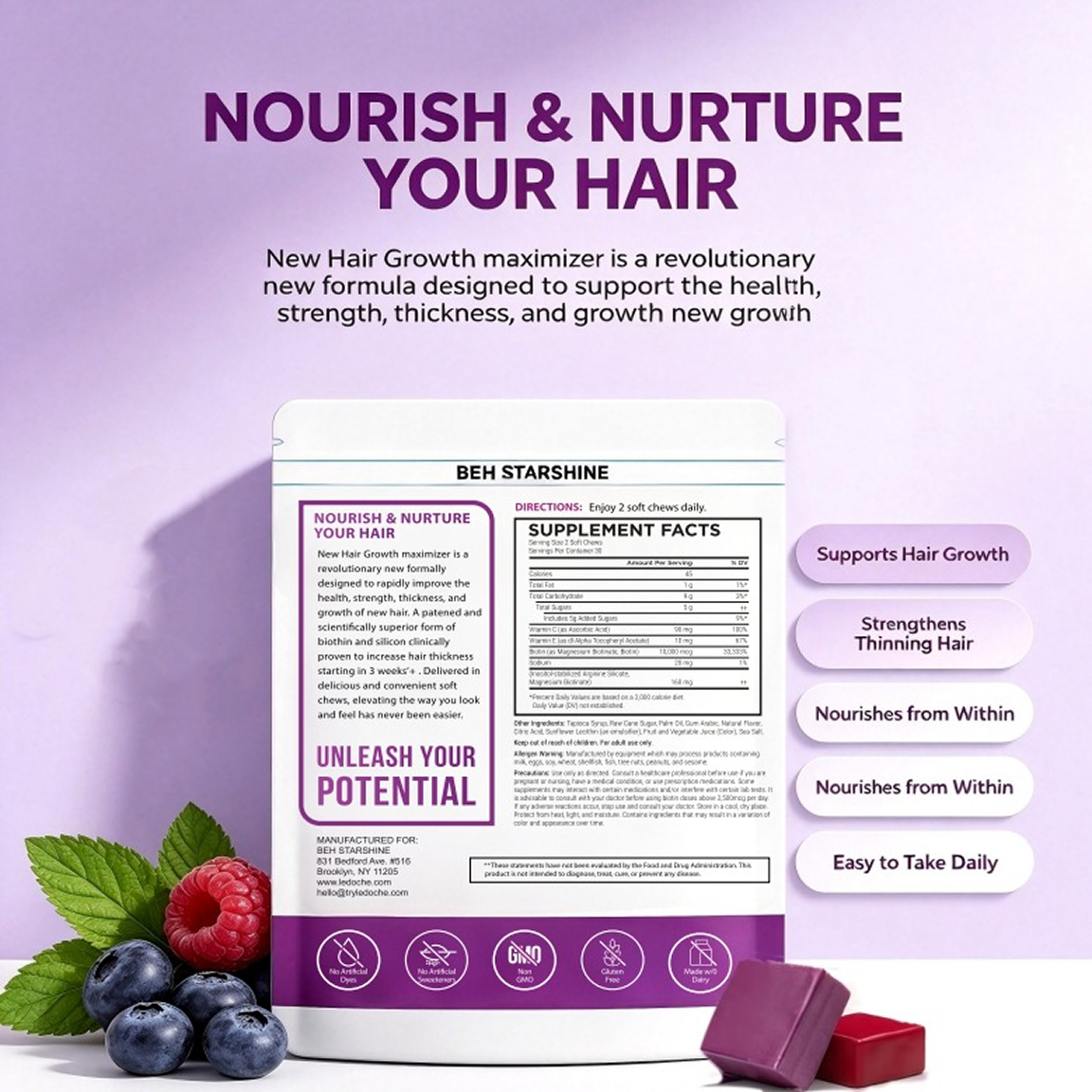Hair Growth Maximizer Soft Chews LeDoche Haircare
